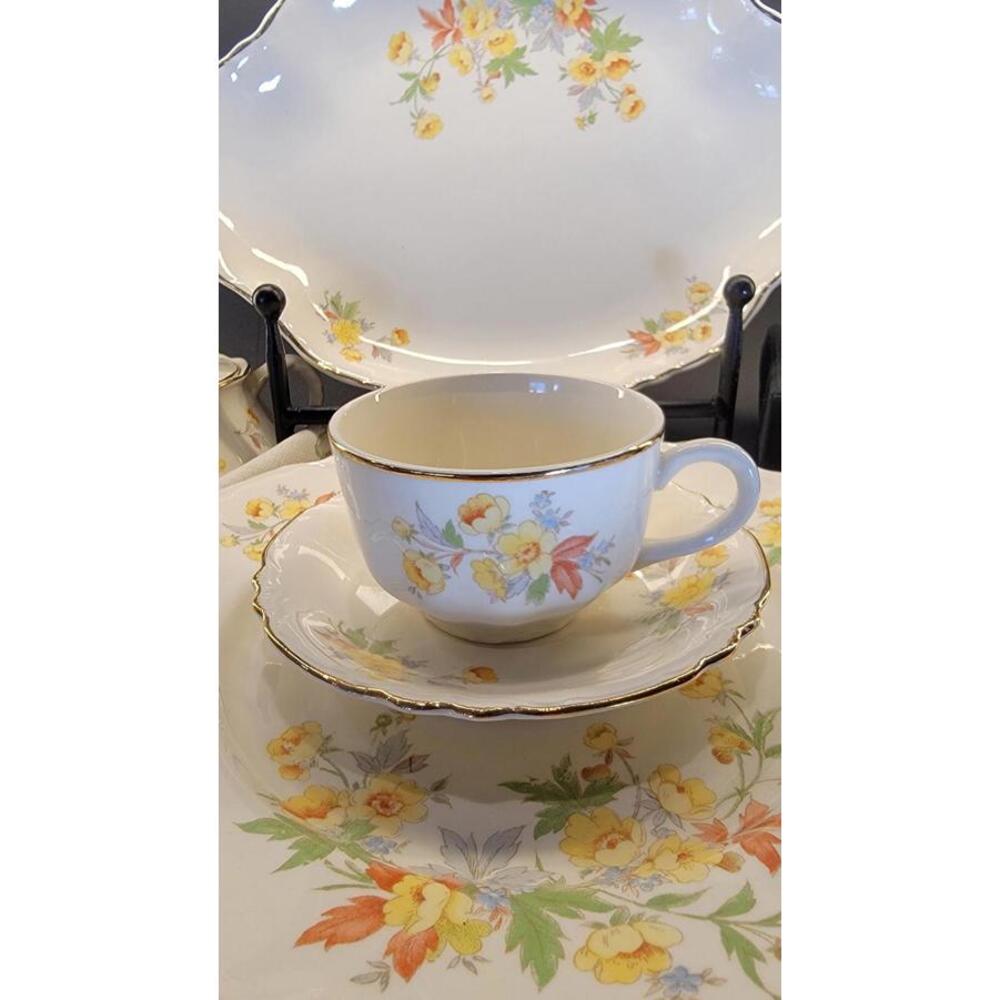 Homer Laughlin Floral China Tea Set with Sugar Bowl